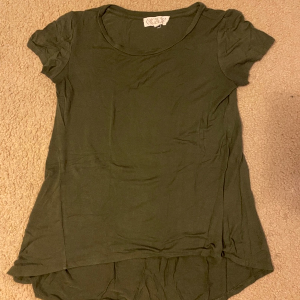 Army green high/low t shirt
